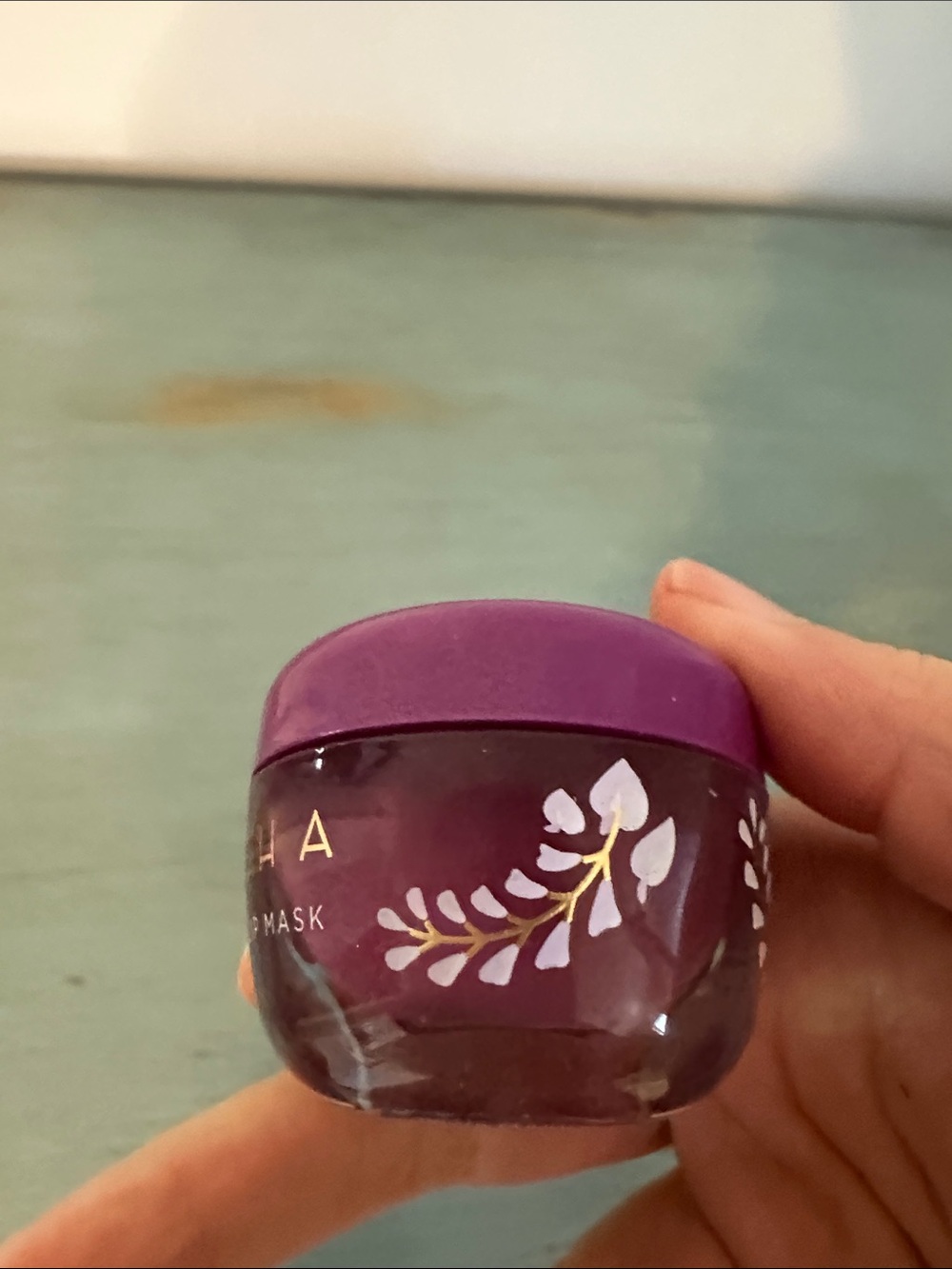 Tatcha Purple Lip Mask Jar with Gold Lettering - Picture 4 of 5
